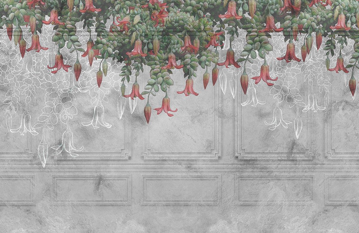 tropical-flowers-hanging-over-wall-moulding-murals-only-image