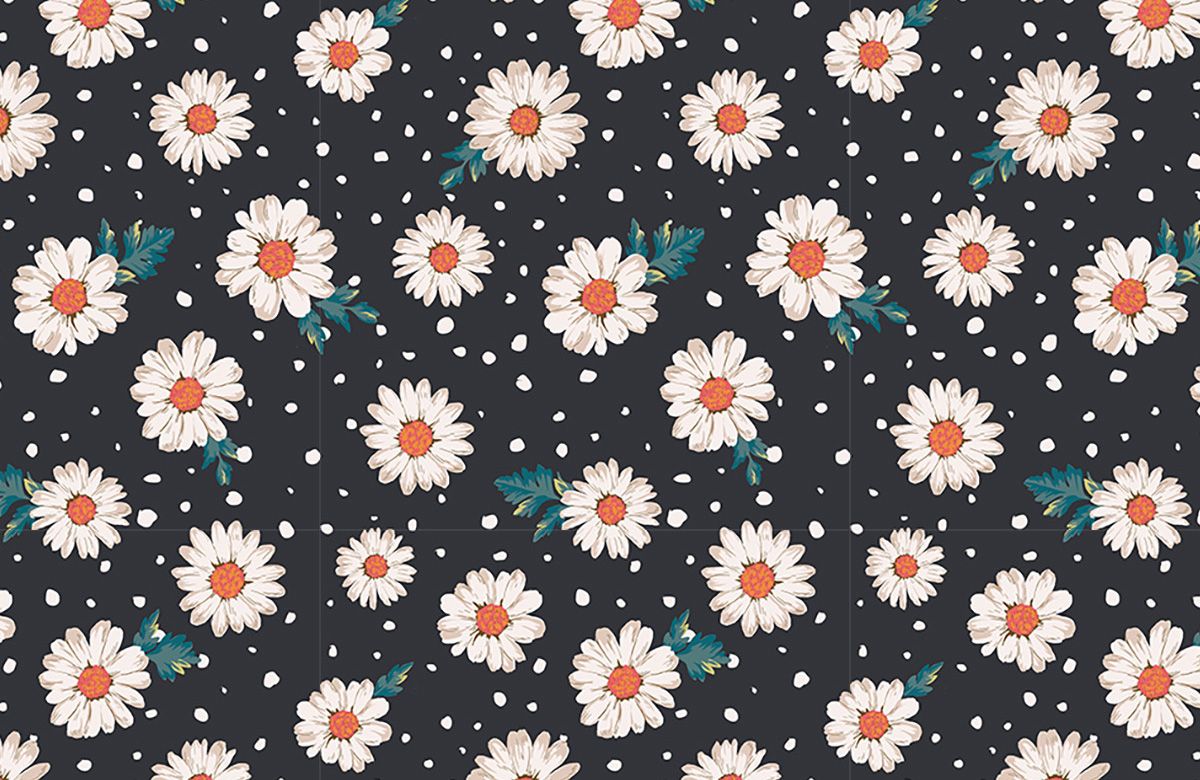 black-daisy-wallpaper-design