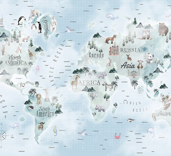 watercolour-animals-world-map-wallpaper-thumb-image